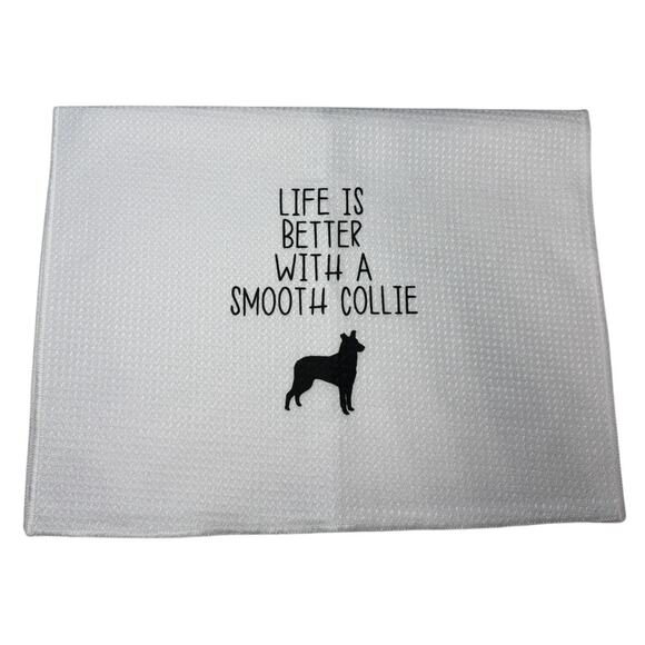 NWB Set of (4) Border Collie Collection White Waffle Kitchen Towels - Picture 4 of 4